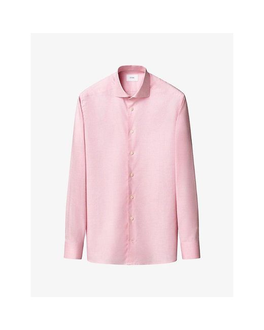 Eton of Sweden Pink Signature Solid Oxford Contemporary-Fit Cotton Shirt for men