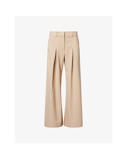 ME+EM Natural Ultimate Wide-Leg Pleated Woven Trousers