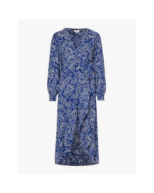 Aspiga Blue Demi Abstract-pattern Woven Midi Dress