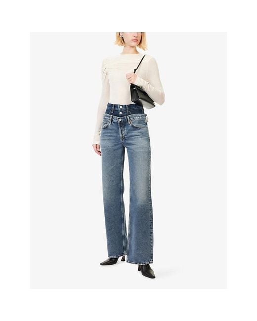 Agolde Blue Elson Straight-Leg Denim Jeans