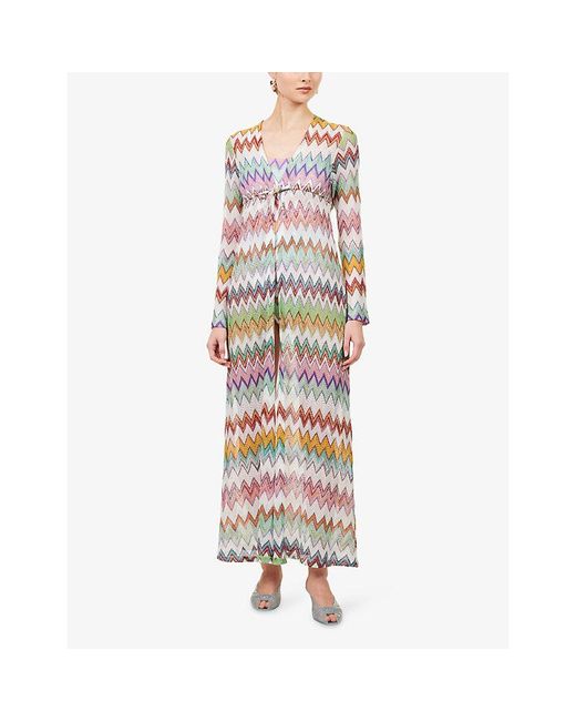 Missoni White Zig-Zag Metallic Knitted Cover-Up
