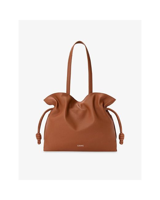 Loewe Brown Flamenco Large Leather Clutch Bag