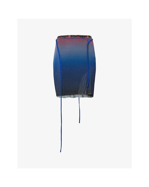 OTTOLINGER Blue Semi-sheer Wrap Stretch-recycled Polyester Mini Skirt