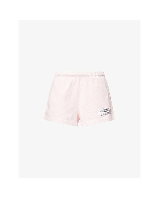 Sporty & Rich Pink Health Script Disco Cotton-Jersey Shorts
