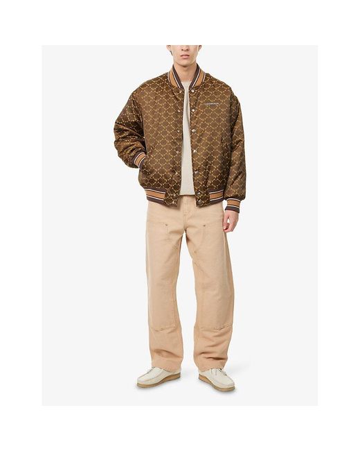 A Bathing Ape Brown Logo-Print Nylon Bomber Jacket for men