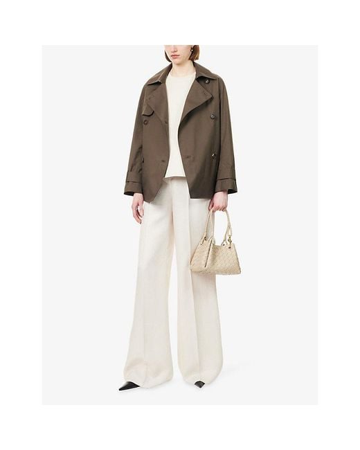 Max Mara Brown Double-Breasted Water Repellent Cotton-Blend Trench Coat