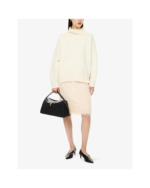 RÓHE Frames Natural Turtleneck Fringed Wool-Blend Jumper
