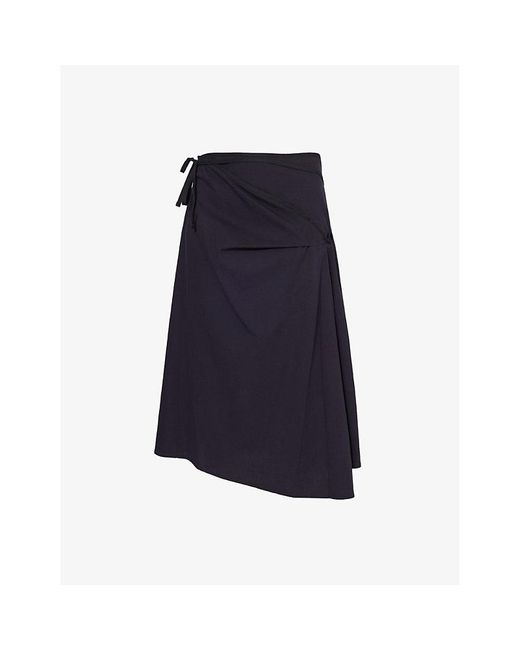 Lemaire Blue Wrap-front Self-tie Woven Midi Skirt