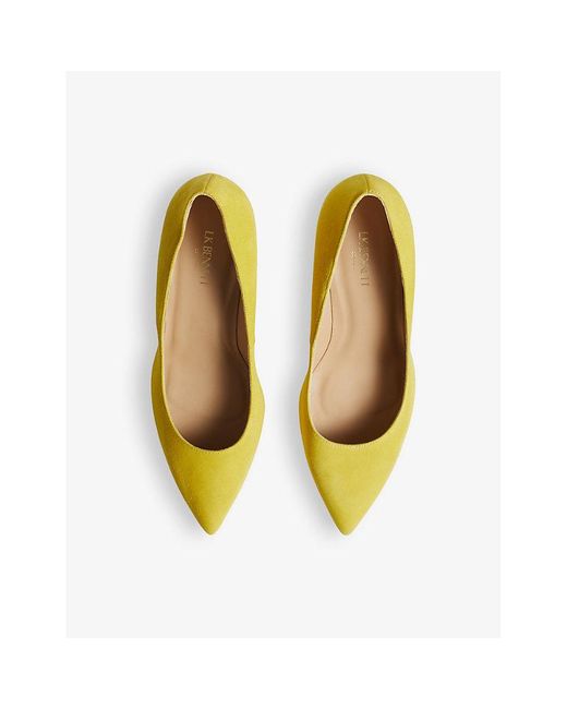 L.K.Bennett Yellow Floret Heeled Suede Court Shoes