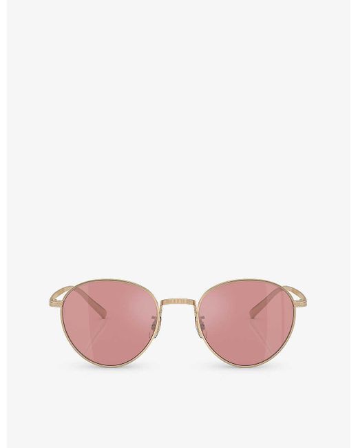 Oliver Peoples Pink Ov1336st Rhydian Round-frame Titanium Sunglasses