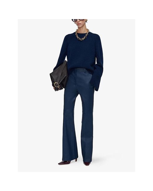 Joseph Blue Tafira Flared-Leg Leather Trousers