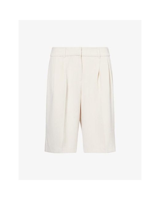 Stylein White Bore Pressed-Pleat Crepe Shorts