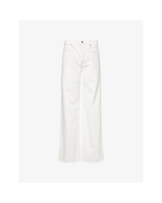 Citizens of Humanity White Annina 33' Straight-Leg Stretch-Denim Jeans