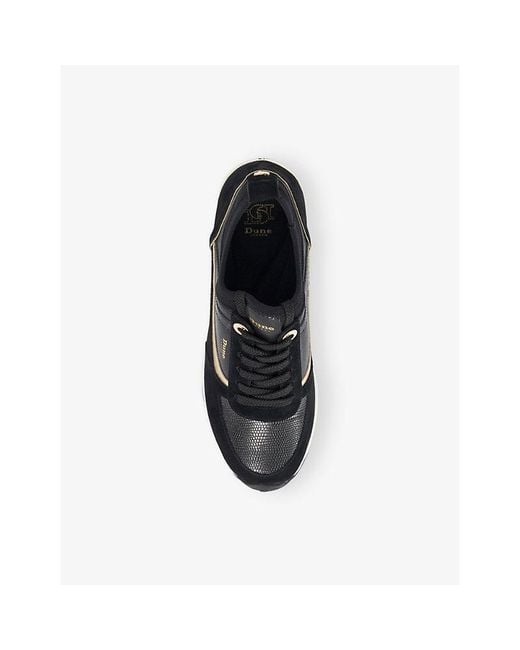 Dune Black Elarah Mixed-Material Wedge Trainers