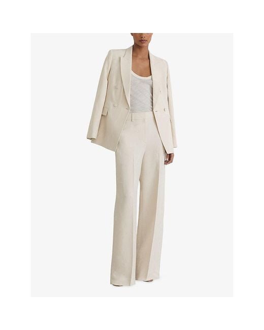 Reiss Natural Ottie Wide-Leg Woven Trousers
