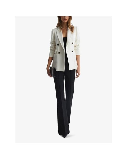 Reiss White Larsson Double-breasted Wool-blend Blazer