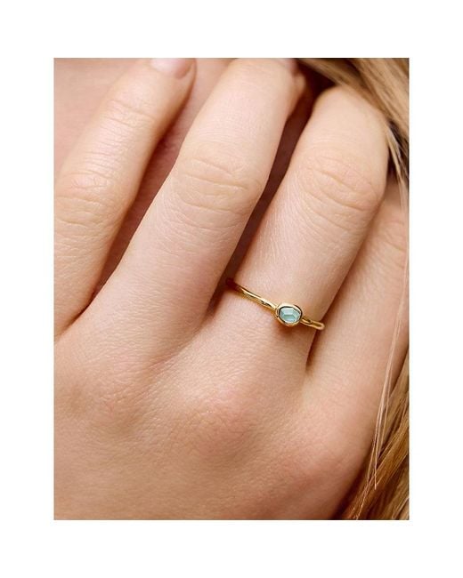 Monica Vinader Metallic Odyssey Gemstone 18Ct Vermeil And Aquamarine Stacking Ring