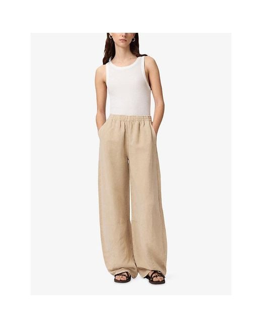 AllSaints Natural Jett Wide-Leg Lyocell-Blend Trousers