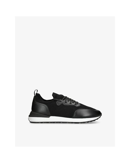 Magnanni Shoes Black Grafton Mixed-Material Knitted Low-Top Trainers for men
