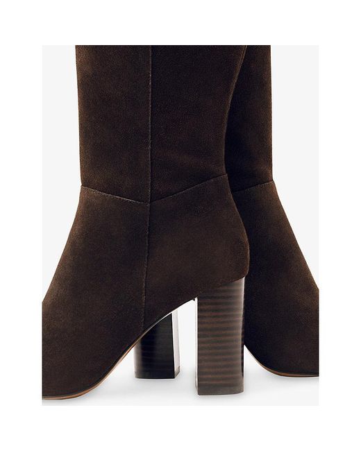 Reiss Black Bianca Pointed-Toe Leather Knee-High Boots