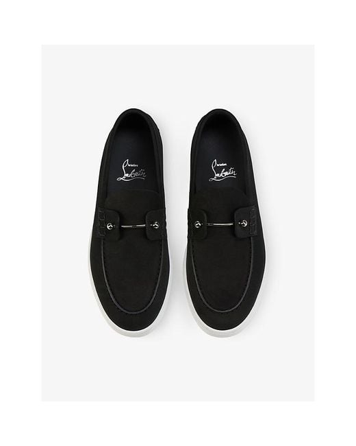 Christian Louboutin Black Chambeliboat Donna Leather Boat Shoes