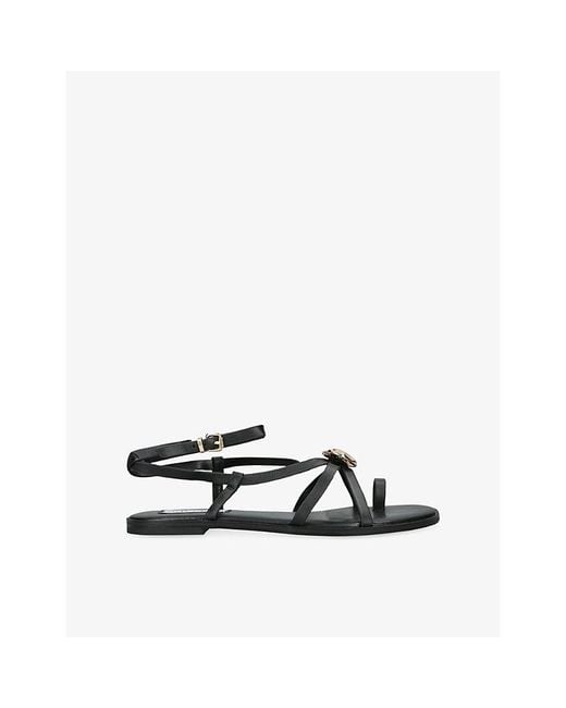 Steve Madden Black Napa Faux-Leather Sandals