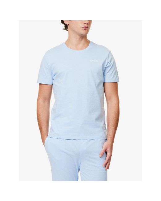 Polo Ralph Lauren Blue Logo-Print Short-Sleeve Cotton-Jersey Pyjama Top for men