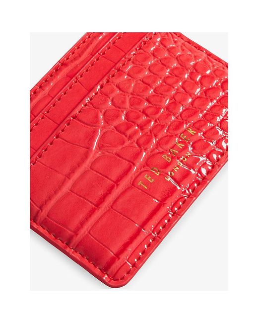 Ted Baker Red Valanne Logo-embossed Croc-effect Faux-leather Card Holder