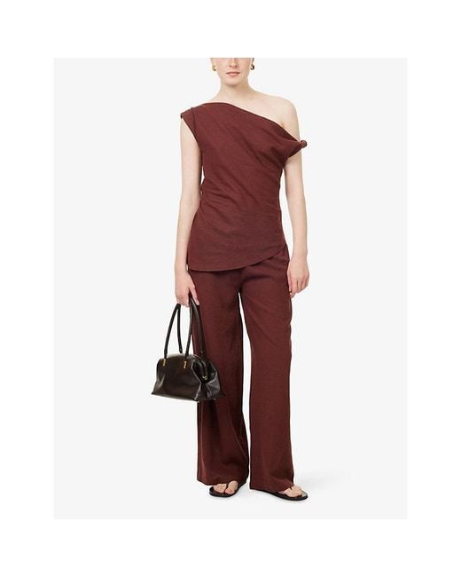 WE Are Tala Red Soft Drawstring Linen Trousers