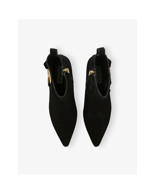 Steve Madden Black Roller Suede Kitten-Heel Ankle Boots