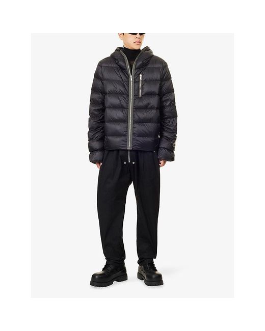 Rick Owens Black Zip-Pocket Hooded Puffer Jacket for men