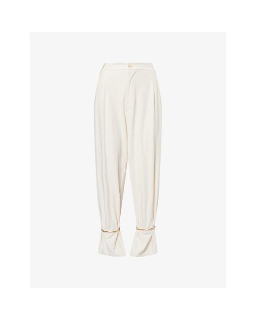 DARKPARK White Phebe Cuffed Stretch-Woven Trousers