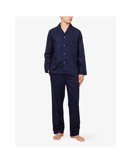 Derek Rose Blue Nelson Classic-Fit Cotton Pyjama Set for men