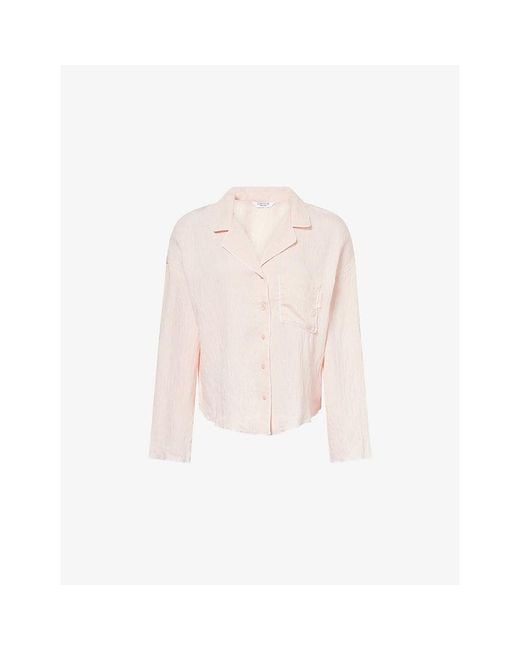 Lounge Underwear Pink Crinkle Woven Pyjama Shirt