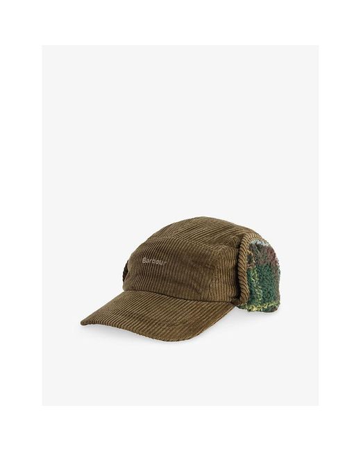 Barbour Green Lowfen Corduroy Trapper Hat for men