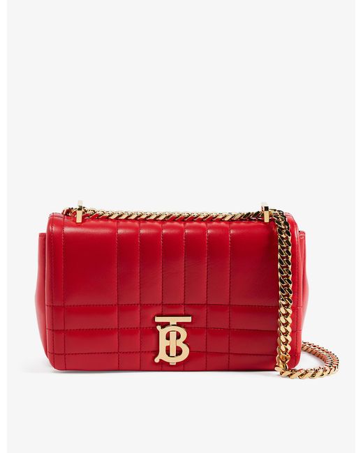 Burberry Lola Brand-plaque Leather Cross-body Bag in Bright Red (Red ...