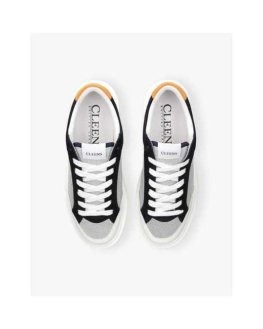 Cleens White Luxor Leather And Mesh Trainers for men