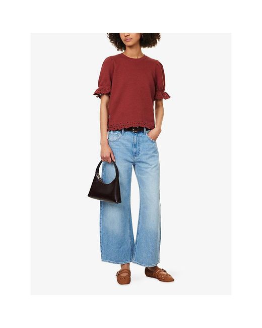 PAIGE Ciabatta Embroidered-Trims Cotton Top