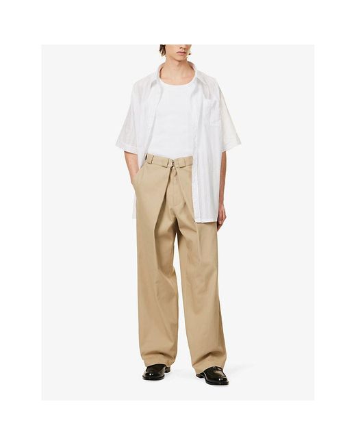 Givenchy Natural Pleated Slip-pocket Mid-rise Wide-leg Woven Trousers for men