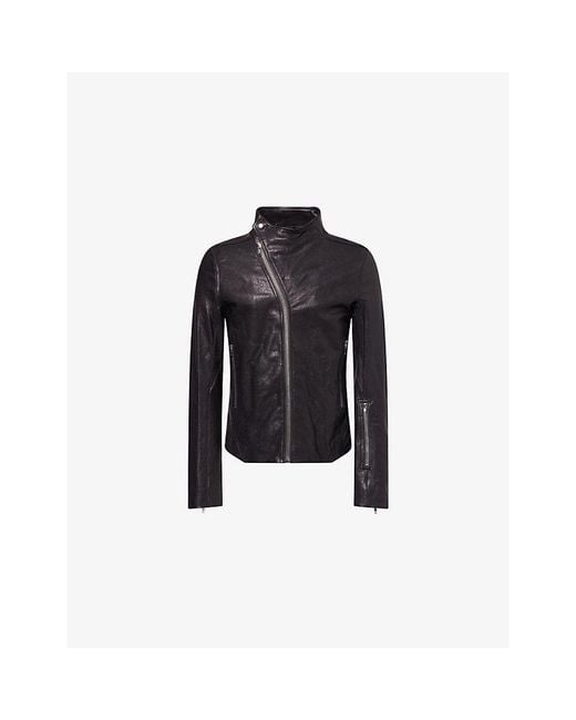 Rick Owens Black Release Zip-Pocket Leather Jacket for men