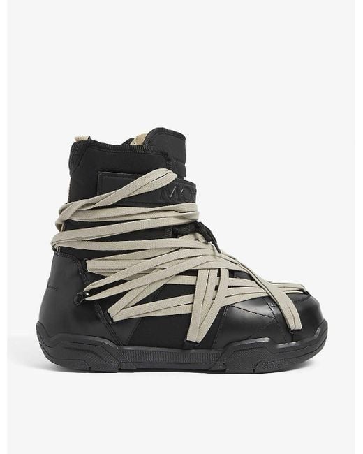 Rick Owens Black Moncler + Amber Leather Snow Boots for men