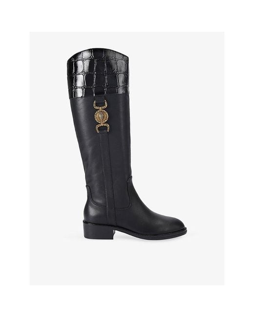 Kurt Geiger Black Mansion Leather Knee-High Boots