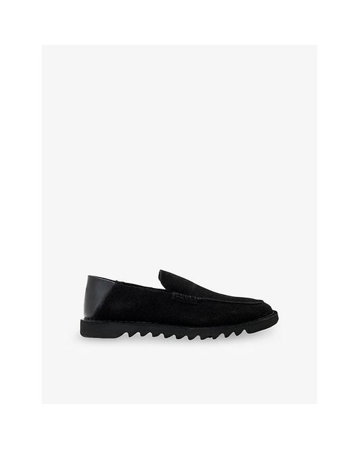 AllSaints Black Slix Suede Loafers for men