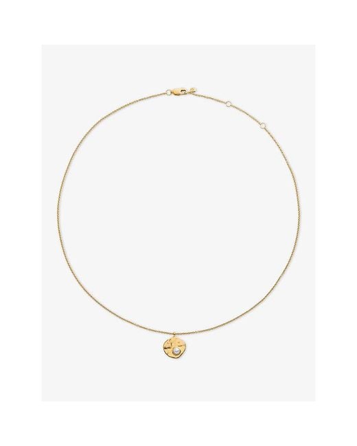 Monica Vinader Metallic Capri 18Ct Vermeil And Pearl Disc Necklace