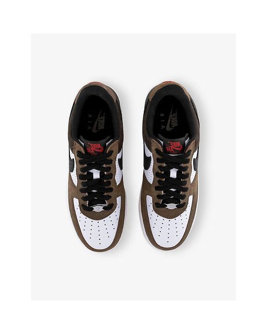 Nike White Air Force 1 Retro Logo-Embroidered Suede Low-Top Trainers for men