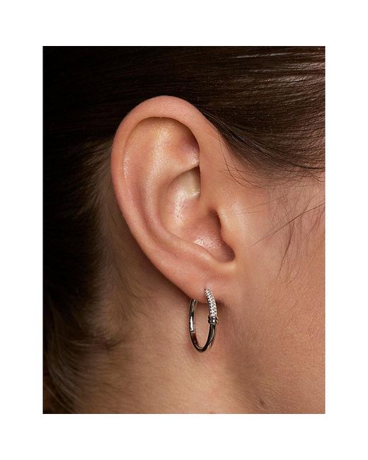 Astrid & Miyu White Pavé Knot 925 Sterling Hoop Earrings