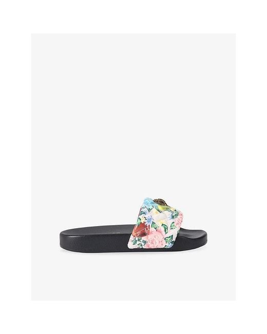 Kurt Geiger Blue Meena Eagle Faux-Leather Slides