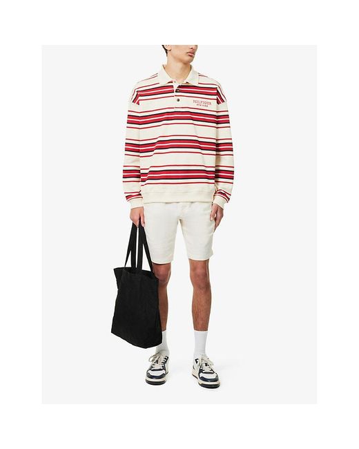 Tommy Hilfiger Red Monotype Stripe-pattern Cotton-jersey Polo Shirt for men