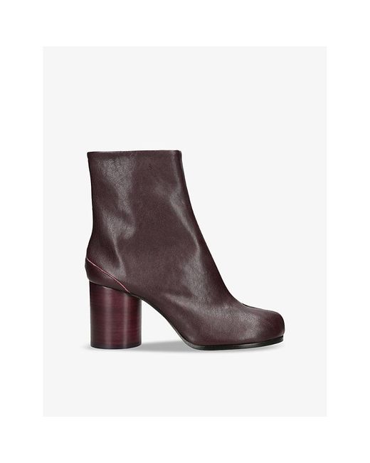 Maison Margiela Brown Tabi 80 Split-toe Block-heel Leather Ankle Boots
