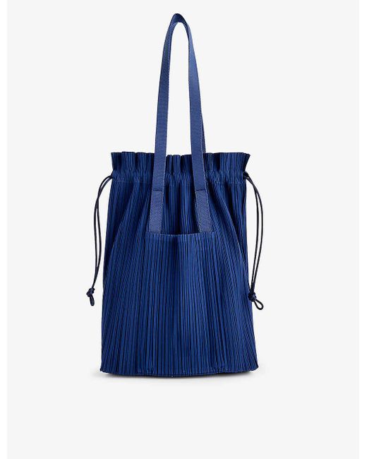 Pleats Please Issey Miyake Blue Vy Pleated Woven Tote Bag